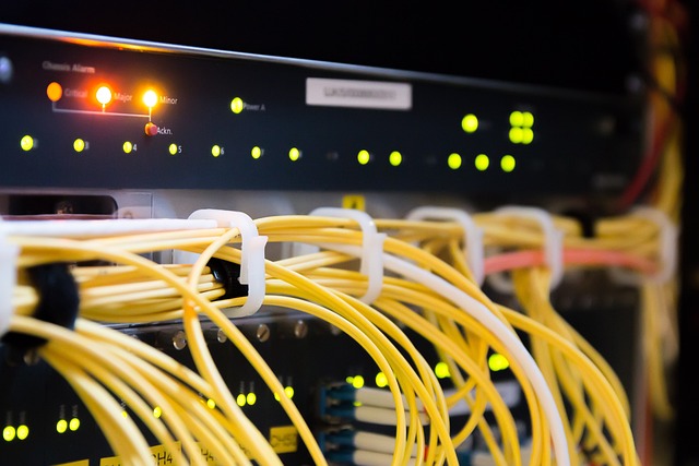 Cybersecurity infrastructure with network monitoring, threat detection, and security protocols visualization